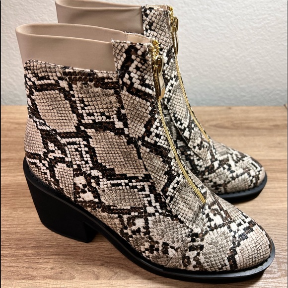 So Me Mackie Snake Print Faux Leather Half Calf Zip Booties - Picture 5 of 6